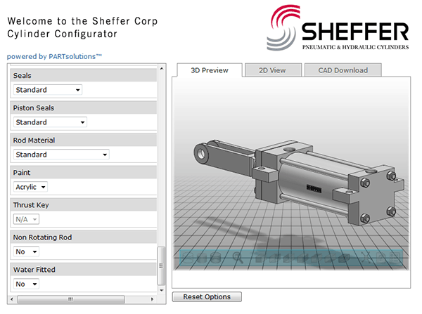 Sheffer 3D product catalog configurator