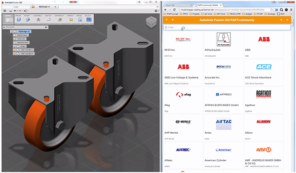CADENAS Offers Millions of 3D CAD Models for Autodesk® Fusion 360™ Cloud-based Integration with PARTcommunity Mobile Gives Engineers Instant Access to Hundreds of Manufacturer Catalogs