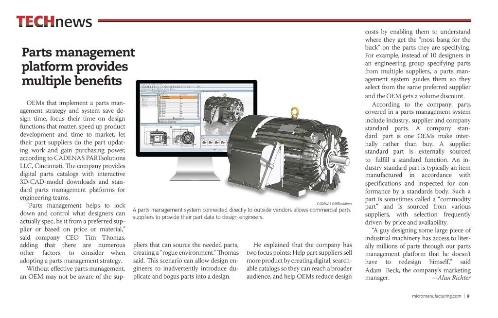 PARTsolutions Parts Management Platform Featured in Micro Manufacturing Magazine