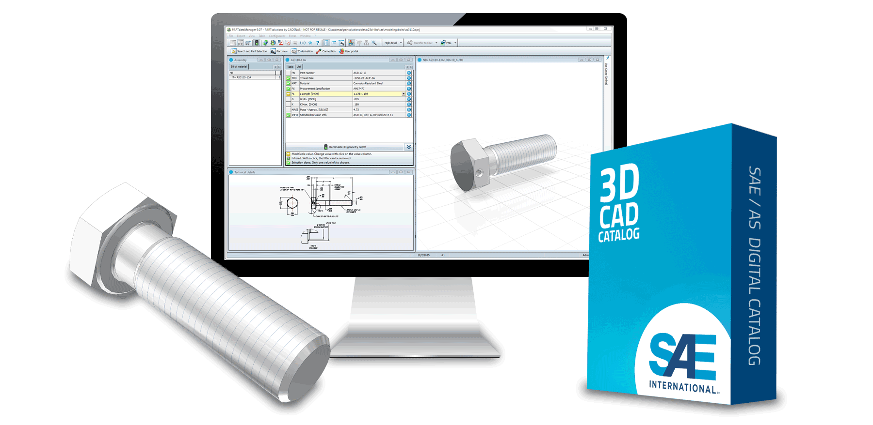 Society of Automotive Engineers (SAE) Launch Authorized 3D CAD Models of Aerospace Standards built by CADENAS PARTsolutions