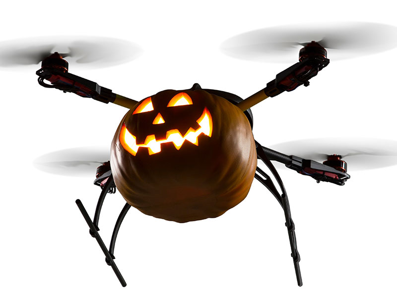 Halloween pumpkin on a flying drone. Top-5 Engineered Halloween Pranks