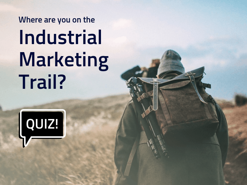 Where are you on the industrial marketing trail, a man with a backpack walks through field