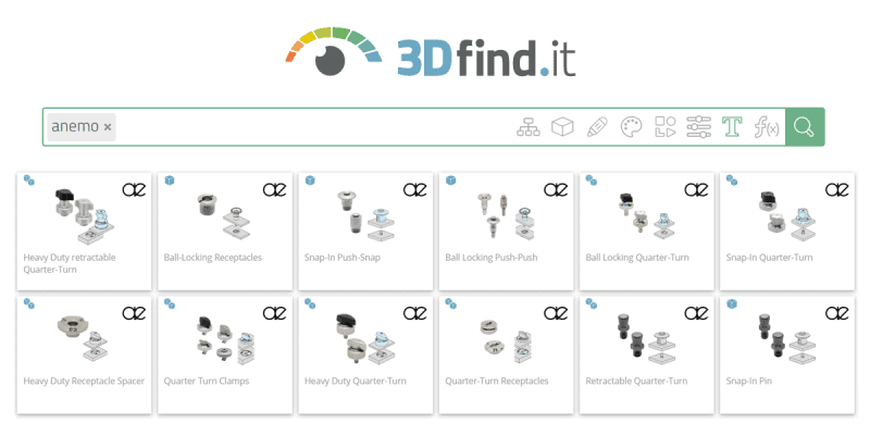 Anemo Online CAD Catalog now on 3Dfindit and partcommunity