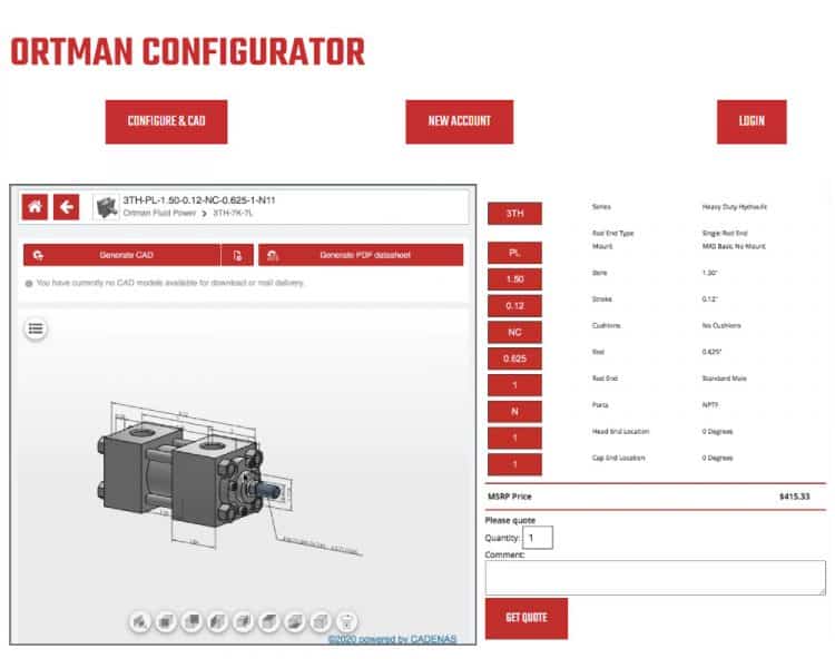 Ortman Fluid Power Launches All-New On-Demand Configurator Tool with 3D CAD Downloads and Live Pricing