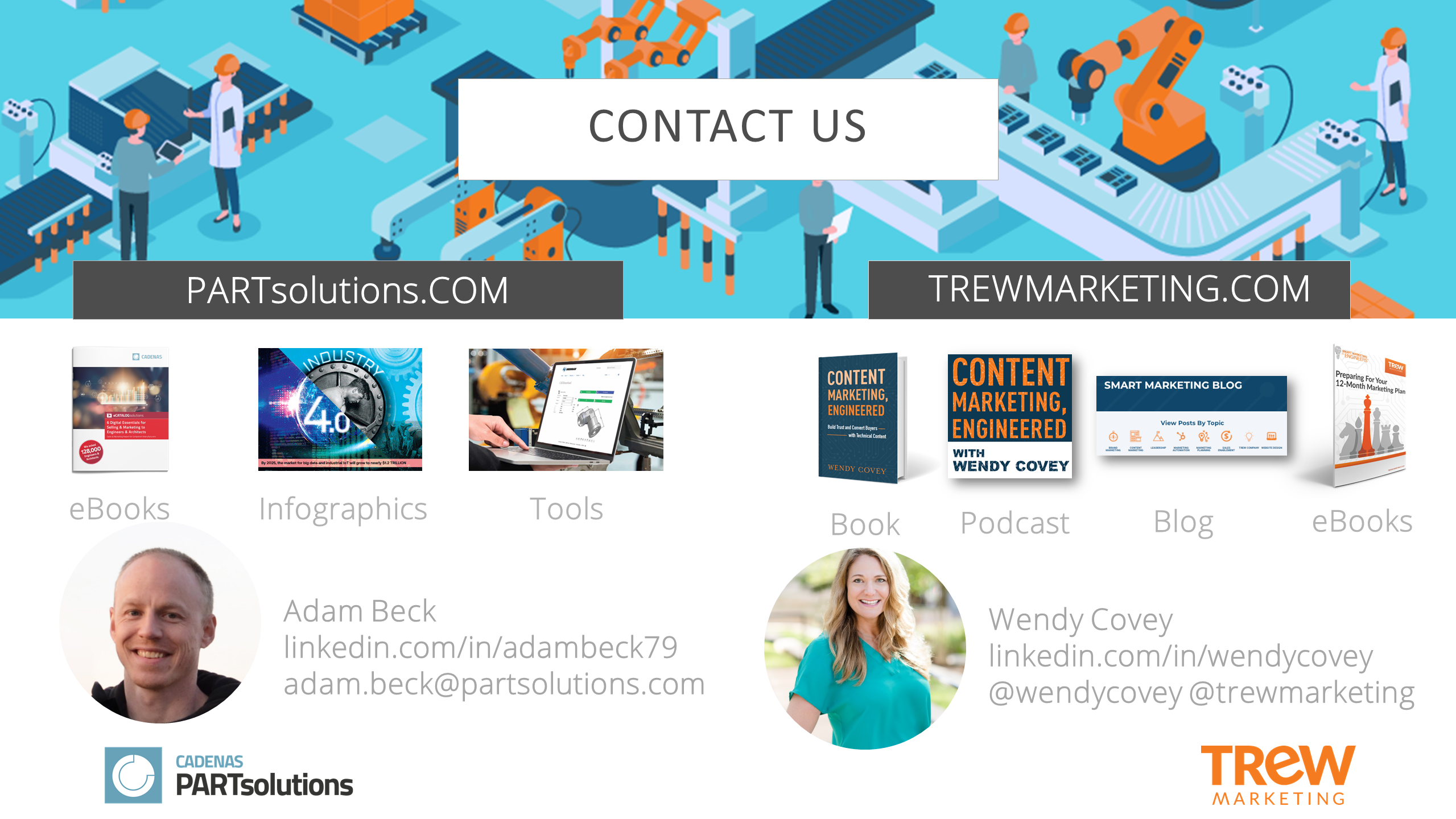 Industrial Marketing Content: Contact Adam Beck or Wendy Covey