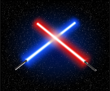 Blue and red Lightsabers
