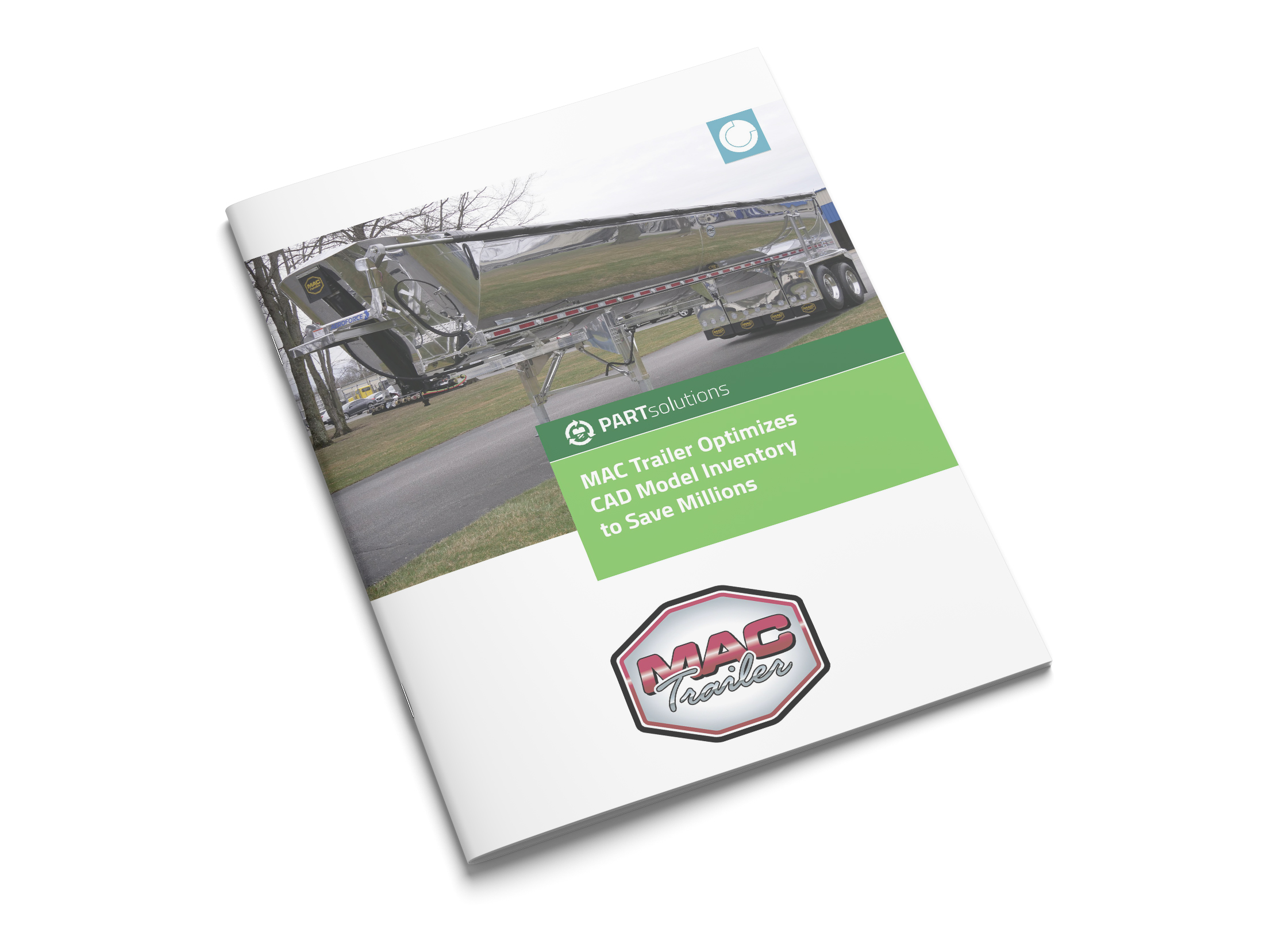 MAC Trailer CAD data management case study cover showing trailer and digital parts optimization