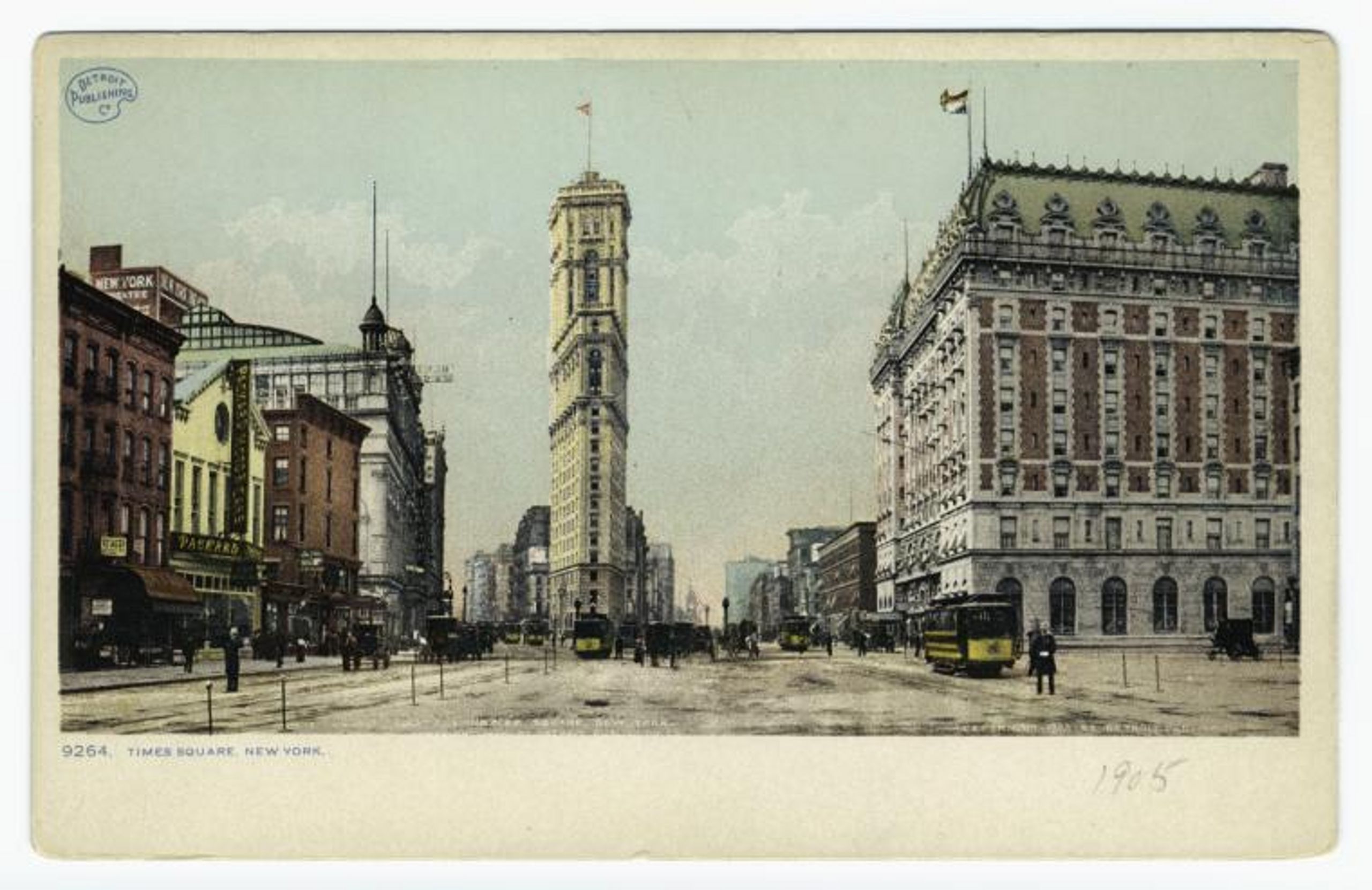 A painting of Longacre Square (now called Times Square), in New York City in 1905. The New York Times' original headquarters, One Times Square, sits in the middle. Engineering the Times Square New Year’s Eve Ball Drop.